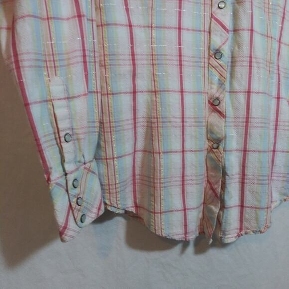 Ariat Plaid Western Pearl Snap Button Up Shirt Workwear Rodeo Womens Size L - Picture 3 of 9